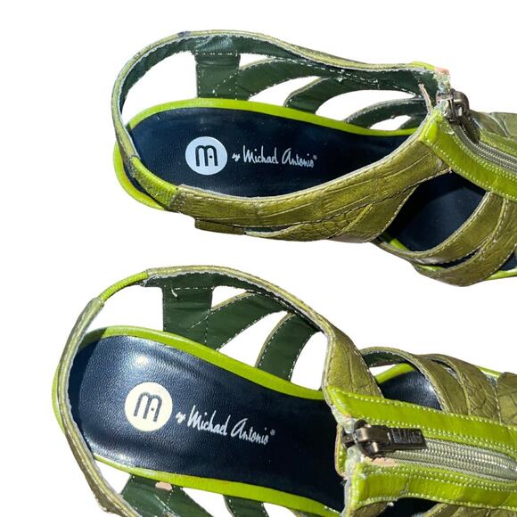 Michael Antonio Joleen Green Croc T Strap High Heels Stiletto Size 6.5 NWT - Picture 4 of 8